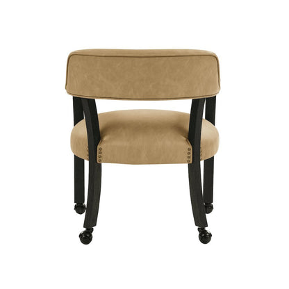 Sand Colored Captains Armchair with Rolling Casters
