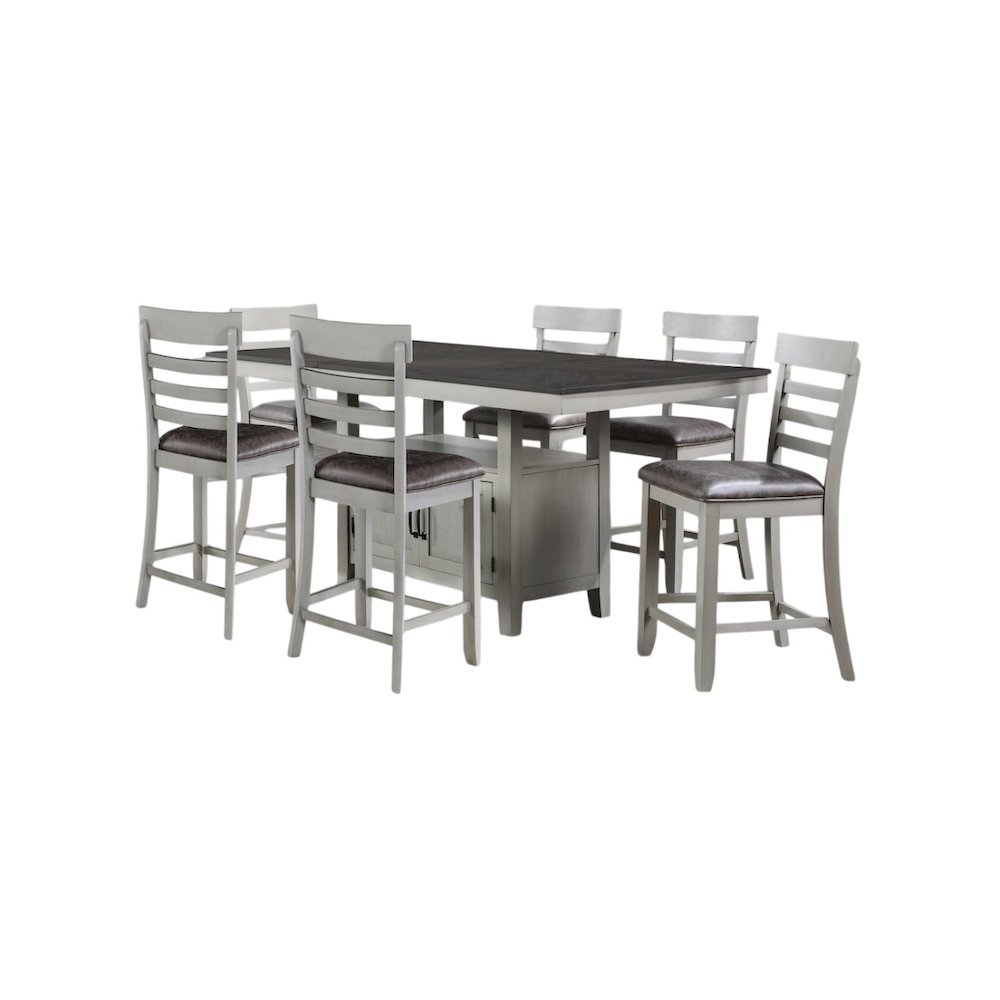 Elegant 7-Piece Gray Acacia Wood Dining Set for Stylish Dining Spaces