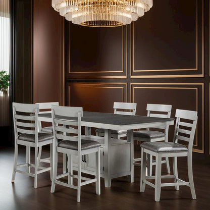 Elegant 7-Piece Gray Acacia Wood Dining Set for Stylish Dining Spaces