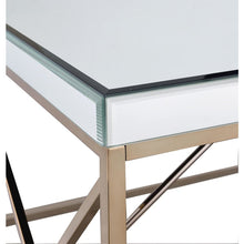 Mirrored End Table, Mosaic Metal, Copper Chrome Base, White