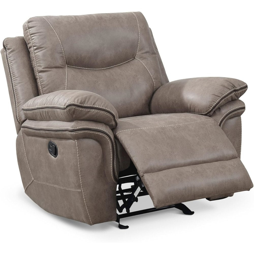 Breathable Padded Recliner, Pillowtop Arms, Sand Faux Leather