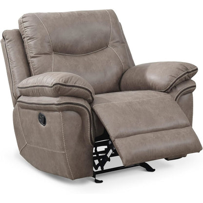Breathable Padded Recliner, Pillowtop Arms, Sand Faux Leather
