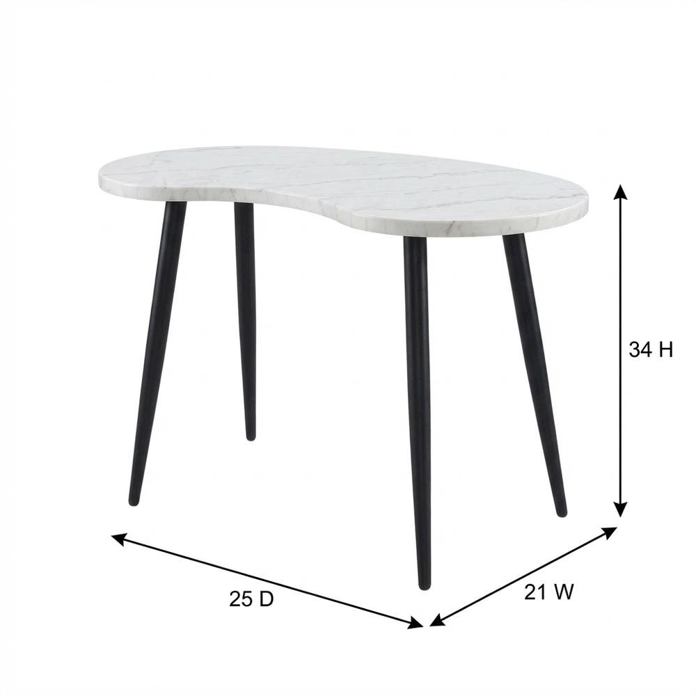 White Marble Veneer Top Desk with Sleek Modern Design for Office Workspace
