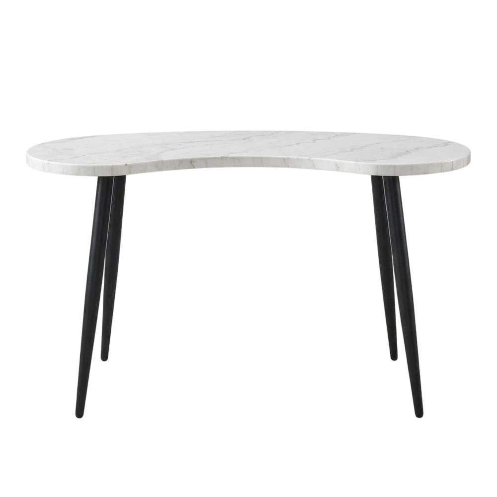 White Marble Veneer Top Desk with Sleek Modern Design for Office Workspace