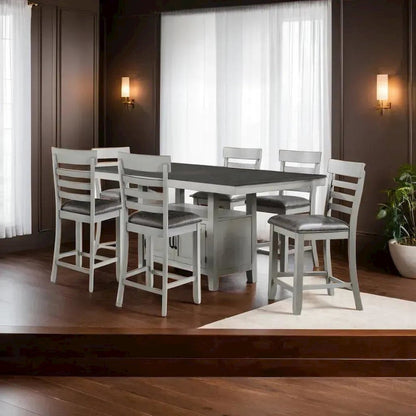 Elegant 7-Piece Gray Acacia Wood Dining Set for Stylish Dining Spaces