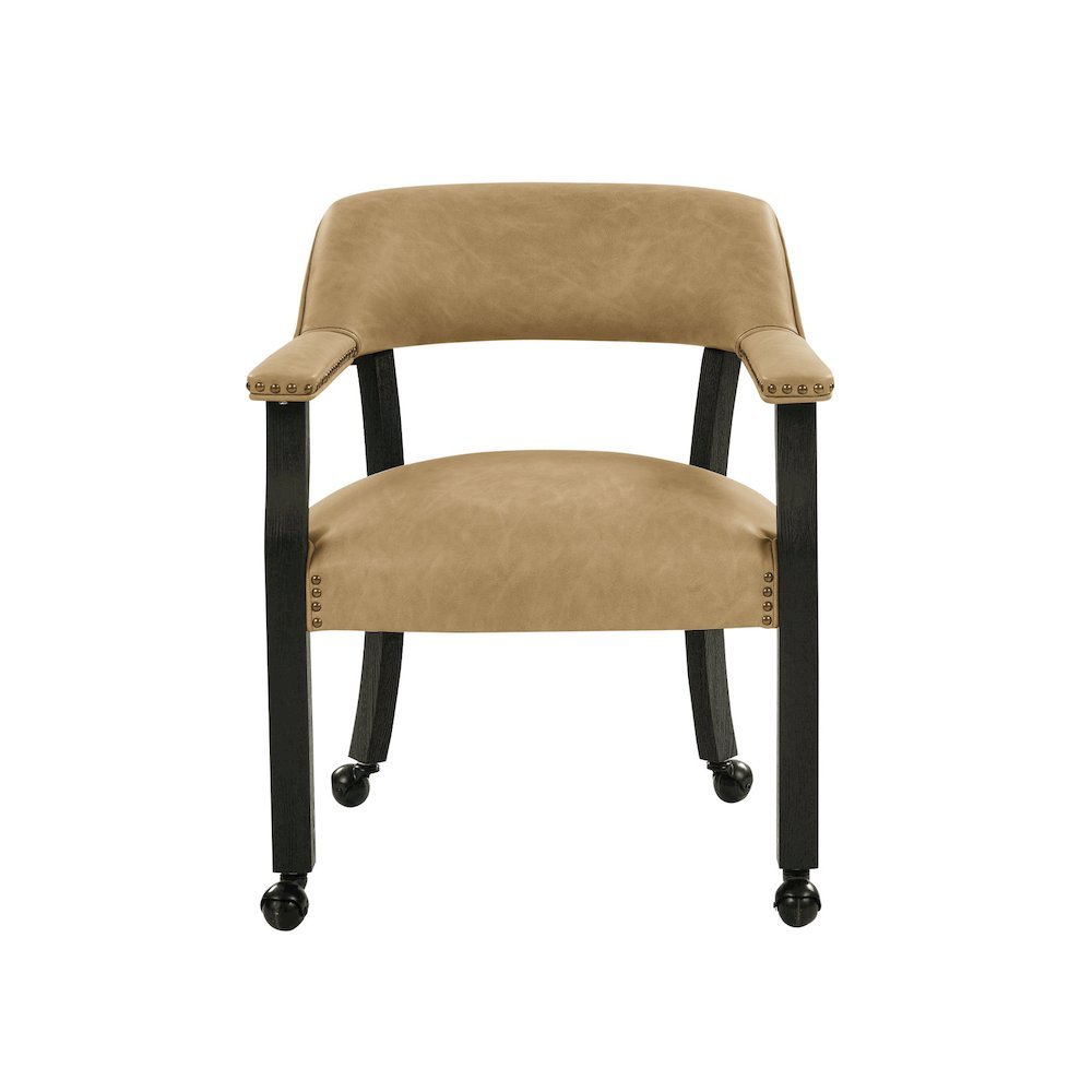 Sand Colored Captains Armchair with Rolling Casters