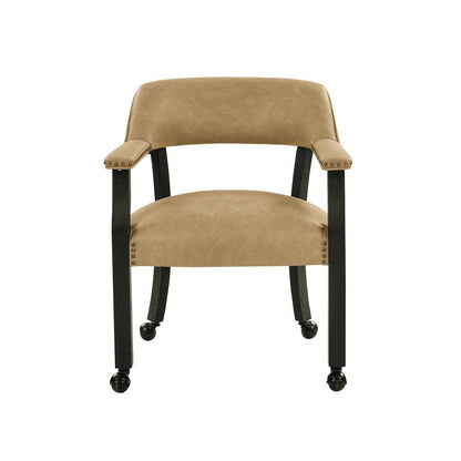 Sand Colored Captains Armchair with Rolling Casters