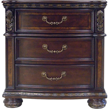 Cherry Nightstand 3 Drawer Dark Wood Dresser Wood Chest of Drawers