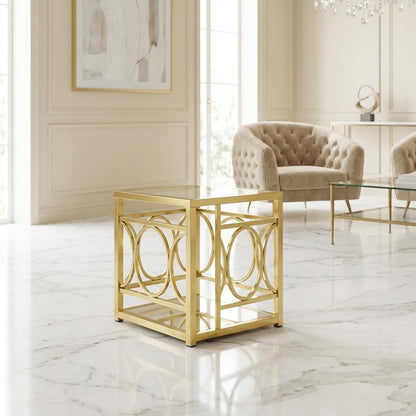 Gold Chrome Finish End Table with Modern Design and Durable Metal Frame