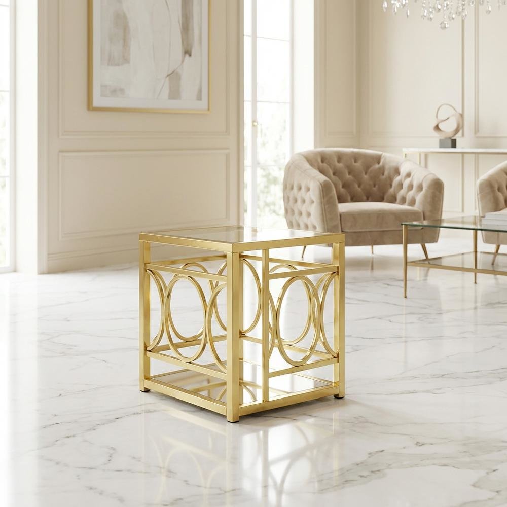 Gold Chrome Finish End Table with Modern Design and Durable Metal Frame