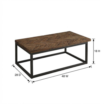 Distressed Acacia Cocktail Table with Nickel Finish Base for Living Room