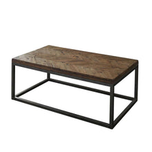 Distressed Acacia Cocktail Table with Nickel Finish Base for Living Room