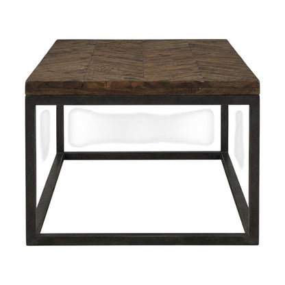 Distressed Acacia Cocktail Table with Nickel Finish Base for Living Room