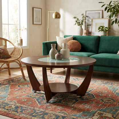 Merlot Cherry Cocktail Table with Casters and Modern Design