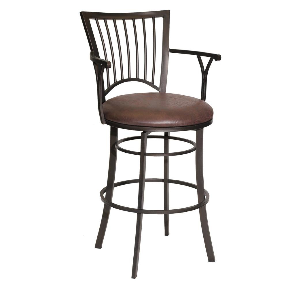 Stylish Swivel Barstool with Coach/Gunmetal Finish and Steel Frame