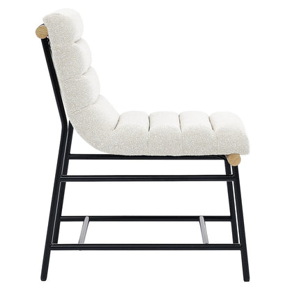 Nicco Eggshell Polyester Side Chair with Black Iron Base