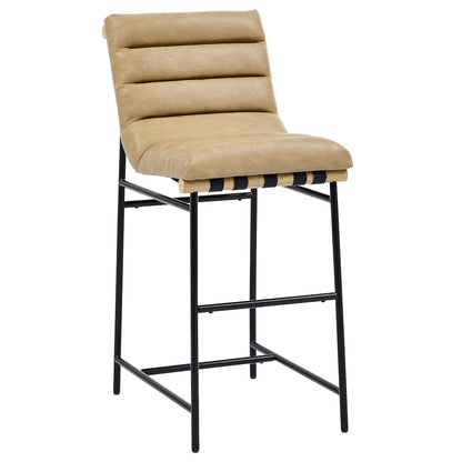 Nicco Sand Vegan Leather 30" Bar Stool with Black Iron Base
