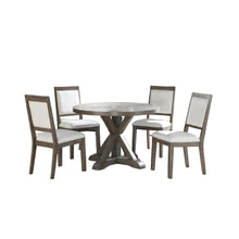 Refined 5-Piece Grey Washed Dining Set with Hardwood and Upholstered Seats