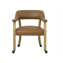 Camel Colored Captains Armchair with Rolling Casters