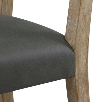 Rubberwood Dining Side Chair with Faux Leather Seat, Brown