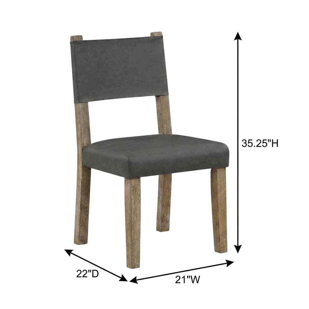 Rubberwood Dining Side Chair with Faux Leather Seat, Brown