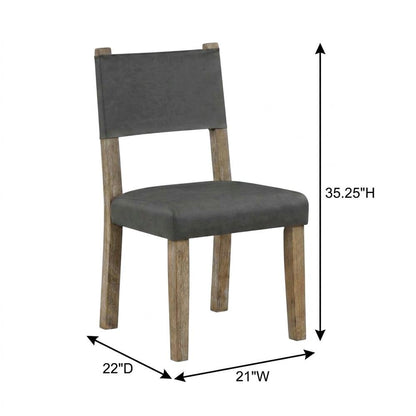 Rubberwood Dining Side Chair with Faux Leather Seat, Brown