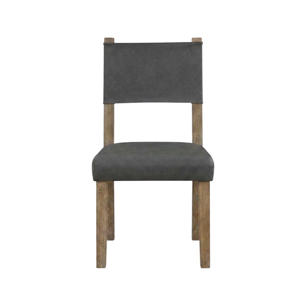 Rubberwood Dining Side Chair with Faux Leather Seat, Brown
