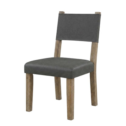 Rubberwood Dining Side Chair with Faux Leather Seat, Brown
