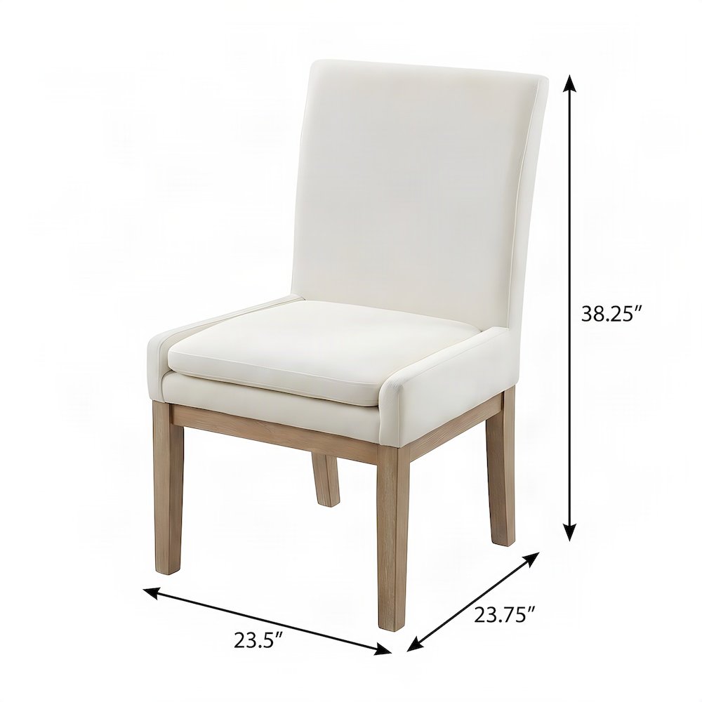 Rubberwood-Frame Polyester Upholstered Modern Farmhouse Accent Side Chair, White