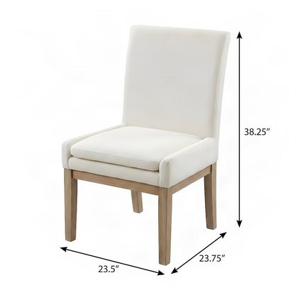 Rubberwood-Frame Polyester Upholstered Modern Farmhouse Accent Side Chair, White
