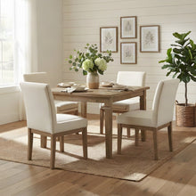 Rubberwood-Frame Polyester Upholstered Modern Farmhouse Accent Side Chair, White