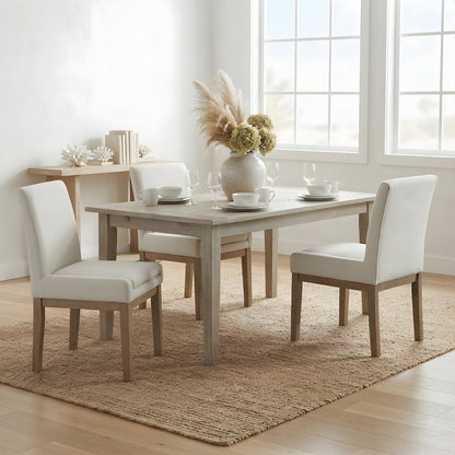 Rubberwood-Frame Polyester Upholstered Modern Farmhouse Accent Side Chair, White