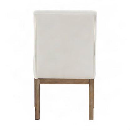 Rubberwood-Frame Polyester Upholstered Modern Farmhouse Accent Side Chair, White