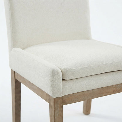 Rubberwood-Frame Polyester Upholstered Modern Farmhouse Accent Side Chair, White