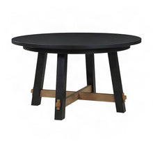 Rubberwood and MDF Round Dining Table, Pedestal Kitchen Table, Black