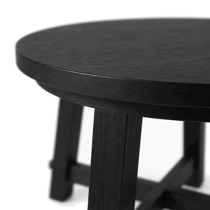 Rubberwood and MDF Round Dining Table, Pedestal Kitchen Table, Black
