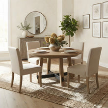Rubberwood and MDF Round Dining Table, Pedestal Kitchen Table, Brown