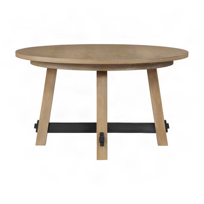 Rubberwood and MDF Round Dining Table, Pedestal Kitchen Table, Brown