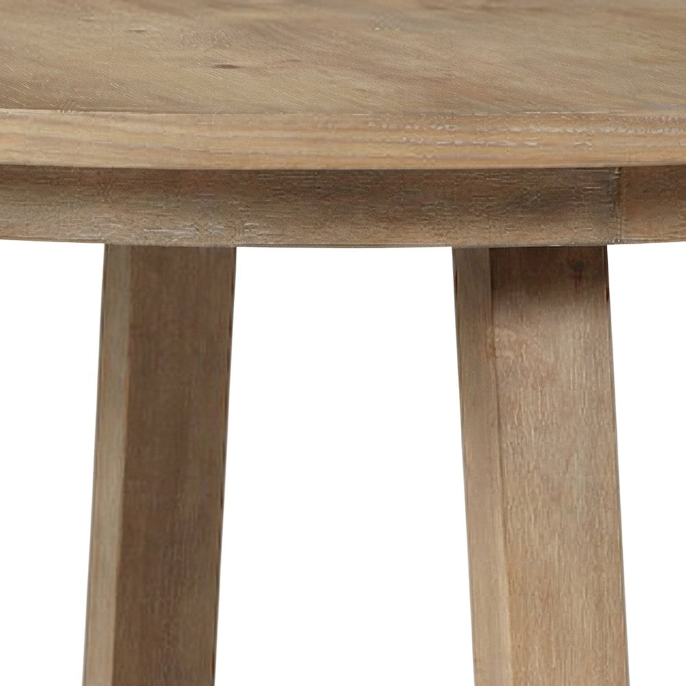 Rubberwood and MDF Round Dining Table, Pedestal Kitchen Table, Brown