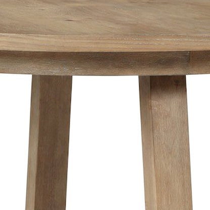 Rubberwood and MDF Round Dining Table, Pedestal Kitchen Table, Brown