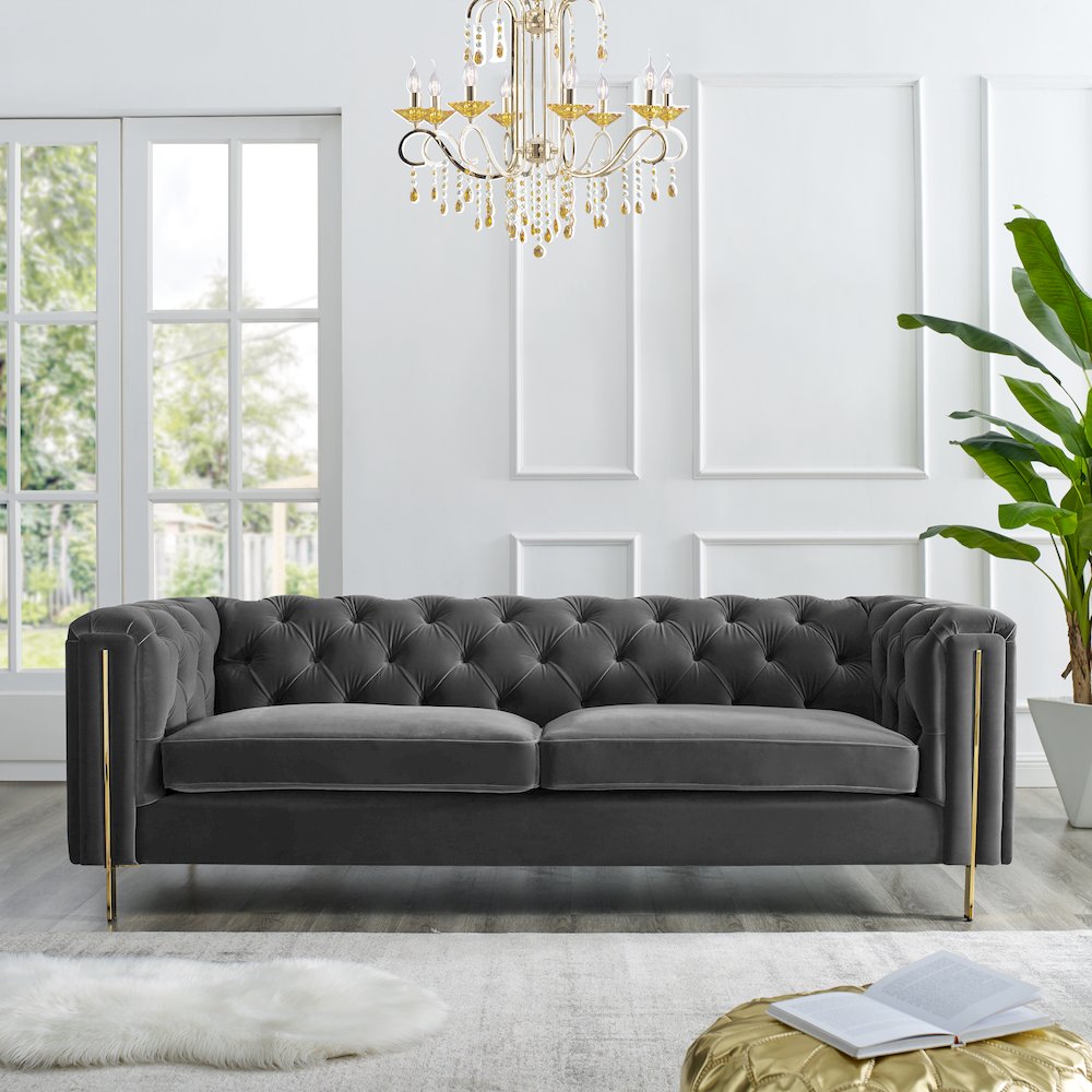 Charlene Gray Velvet Sofa Love
