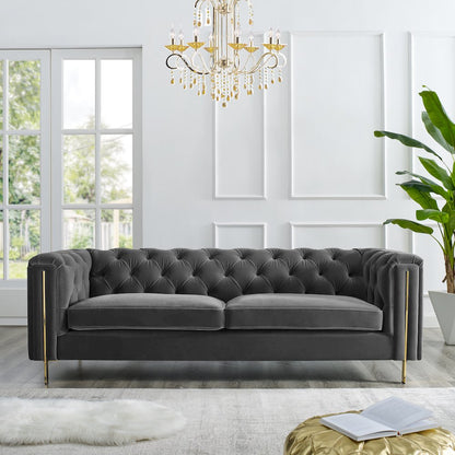 Charlene Gray Velvet Sofa Love