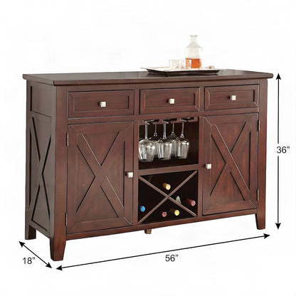 Hardwood Solid Wood Buffet Cabinet Sideboard with Glazed Finish