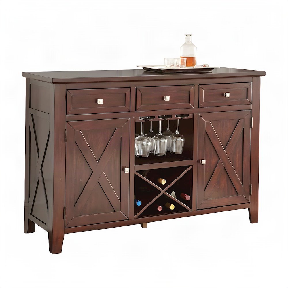 Hardwood Solid Wood Buffet Cabinet Sideboard with Glazed Finish