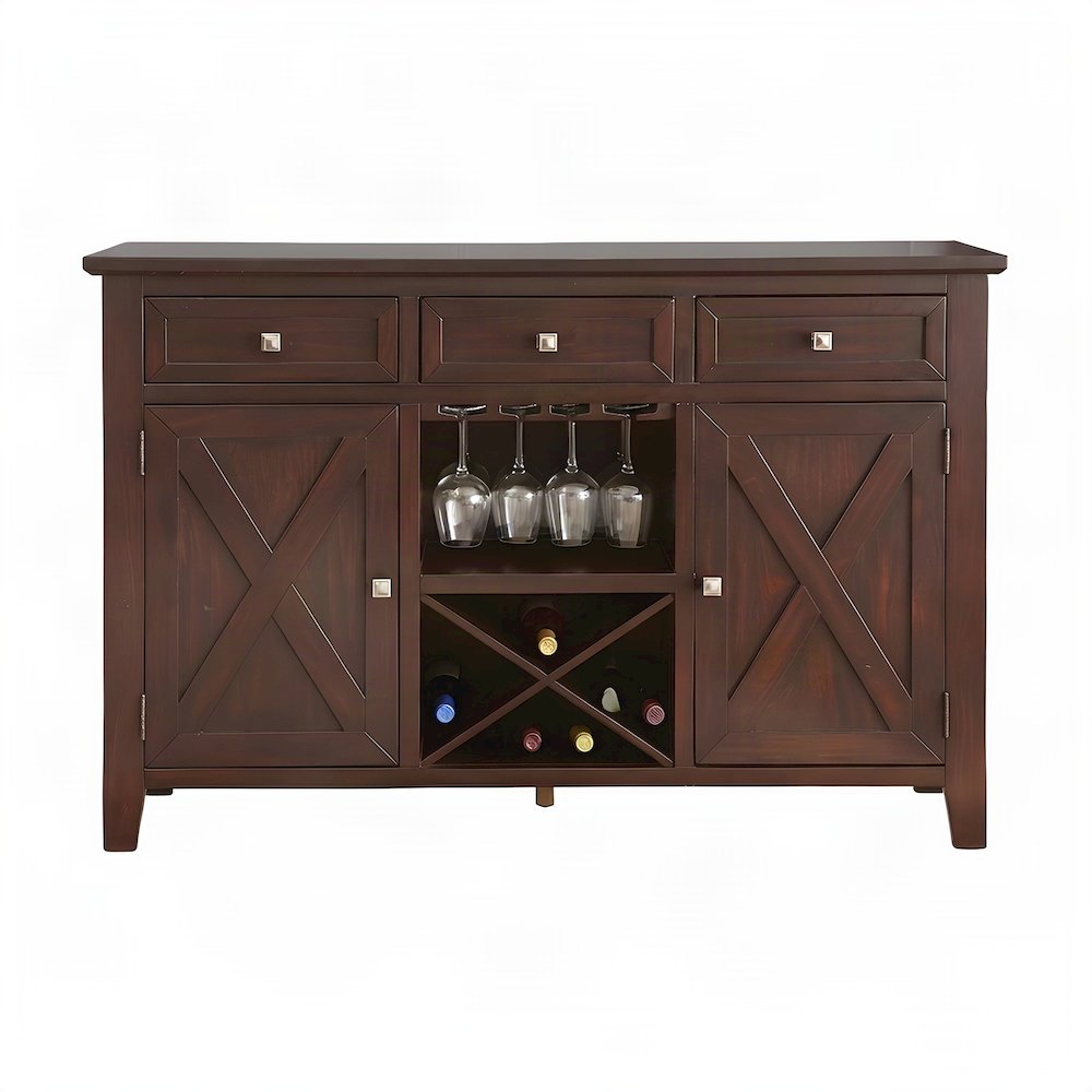 Hardwood Solid Wood Buffet Cabinet Sideboard with Glazed Finish