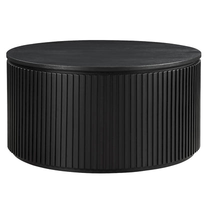 Colvin 36" Round Coffee Table with Casters, Black Finish