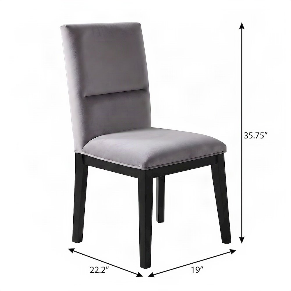 Polyester-Upholstered Dining Chair with Solid Rubberwood Legs, Gray