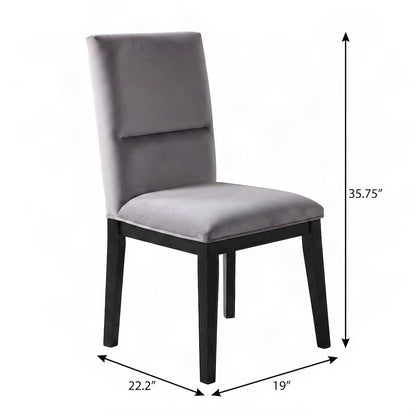 Polyester-Upholstered Dining Chair with Solid Rubberwood Legs, Gray
