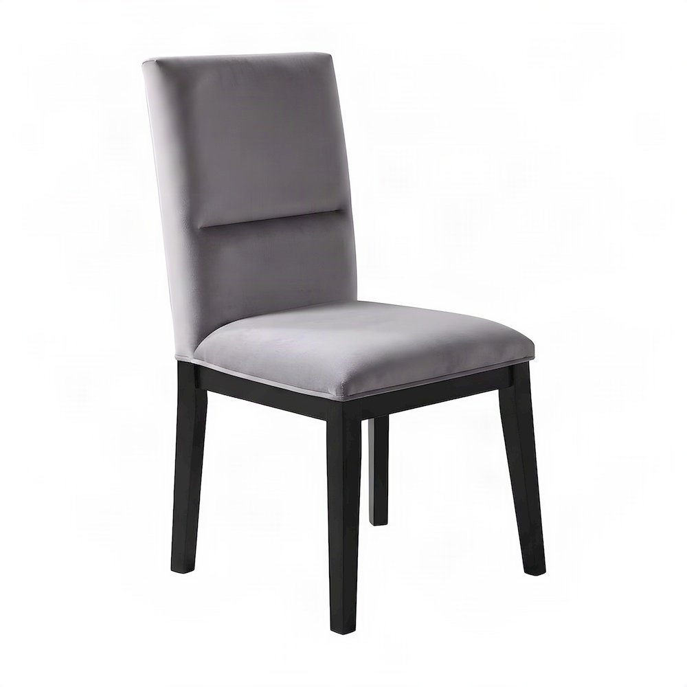 Polyester-Upholstered Dining Chair with Solid Rubberwood Legs, Gray