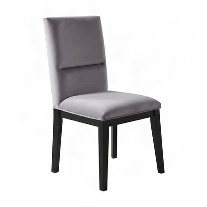 Polyester-Upholstered Dining Chair with Solid Rubberwood Legs, Gray